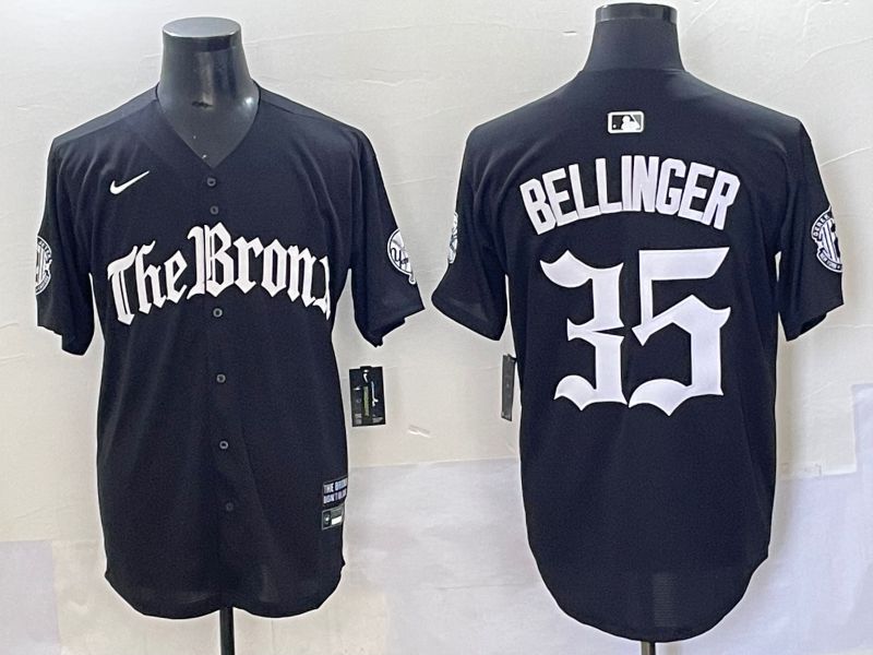 Men 2025 New York Yankees 35 Bellinger Black Five generations Joint Name Nike MLB Jersey style 1